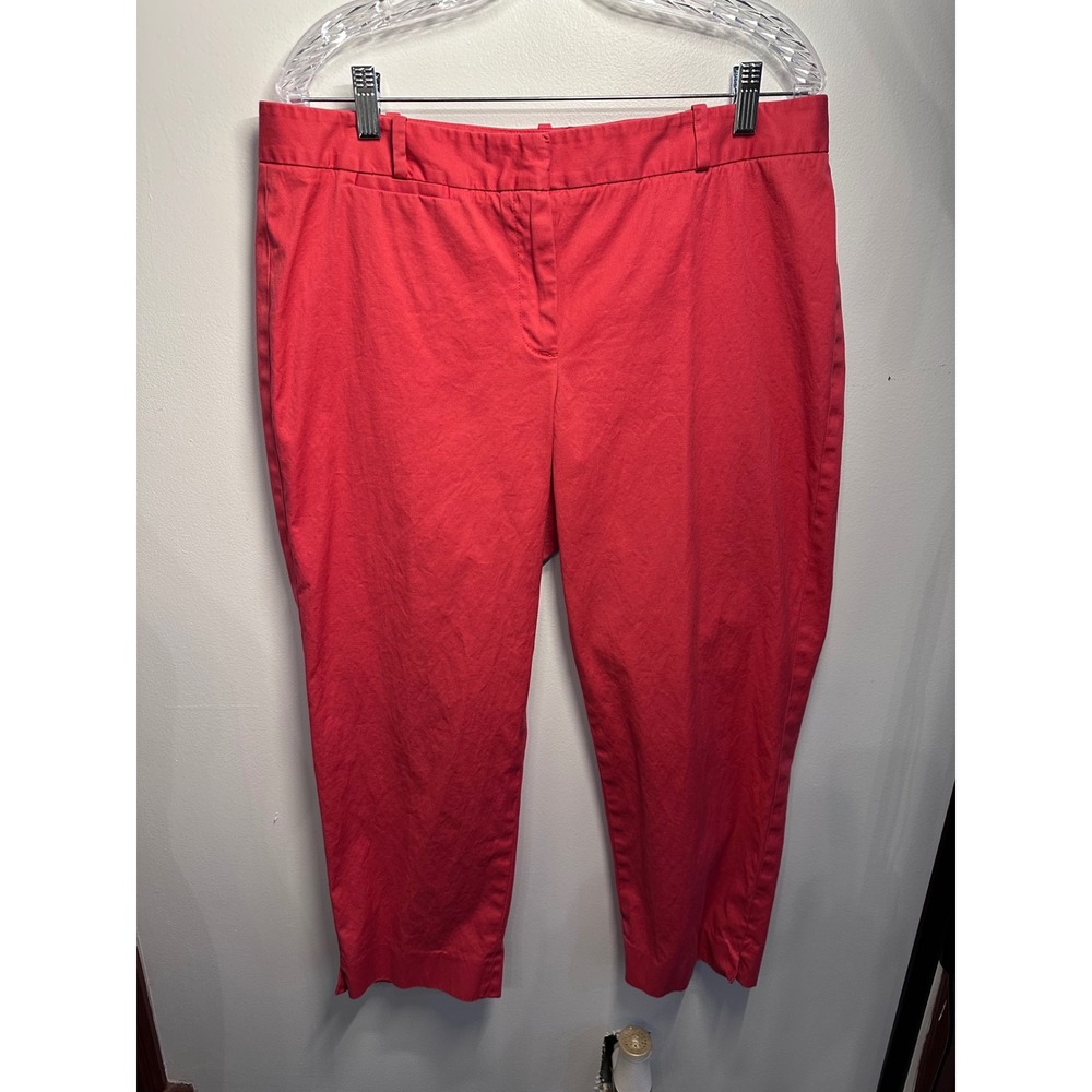 Talbots Signature Coral Pink Ankle Pants Womens 14 Cotton Stretch Tapered Chino